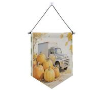 Hello Fall Autumn Pumpkin Trunk Checkered Plaid Banner Hanger for Wall with Telescopic Rod Funny banners for room party banners and decorations for festival and special day