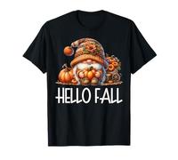Hello Fall GNOME Dad Graphic for Autumn Womens Cute Pumpkin T-Shirt
