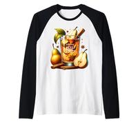 Hello Fall Hot Tea Graphic for Pear Tea Lovers Cute Autumn Manche Raglan