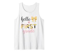 Hello First Grade Crayon Coeur Noeud Débardeur