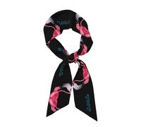 Hello Glasses Foulard tendance en satin avec imprimé flamant rose pour femme, écharpe légère et gracieuse en soie pour le travail, les voyages, l'extérieur, Noir , Taille unique