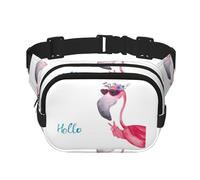 Hello Glasses Sac banane pour femme avec sangle réglable pour entraînement/course à pied/randonnée Motif flamant rose, Noir , Taille unique