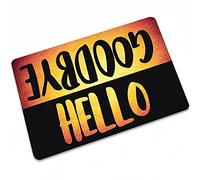 Hello Goodbye Tapis de sol d'entrée d'intérieur ou d'extérieur Tapis bas Tapis lavable Tapis d'intérieur ou d'extérieur Tapis de porte de jardin ou de bureau 45 x 70 cm Marron Noir