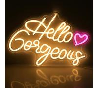 Hello Gorgeous Lampe Neon Mural Lampe Deco LED Blanche Chaude pour Décoration de Chambre, Toile de Fond, Mariage et Fête, Environ 41,6 x 30cm