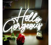 Hello Gorgeous Veilleuse LED néon pour mur maison fête applique murale panneaux mariage Saint-Valentin chambre anniversaire bar club lettres lumineuses plaque néon avec interrupteur à intensité