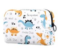 Hello Happy Trousse à maquillage dinosaure pour femme, trousse de toilette de voyage, grande pochette de maquillage pratique avec fermeture éclair, multicolore, 18.5x7.5x13cm/7.3x3x5.1in, Trousse de
