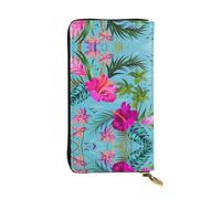 Hello Hawaï Portefeuille long en cuir imprimé - Portefeuille personnalisé à la mode, plusieurs emplacements pour cartes, prêt à offrir, noir, One Size
