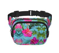 Hello Hawaï Sac banane carré double couche avec sangle réglable pour course à pied, voyage, randonnée, Noir , Taille unique