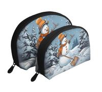 Hello Hawaii Ensemble de 2 trousses de maquillage en forme de coquillage pour femme et fille, Bonhomme de neige., Taille unique, Trousse de maquillage