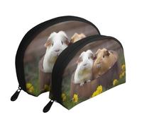 Hello Hawaii Ensemble de 2 trousses de maquillage en forme de coquillage pour femme et fille, Cochons d'Inde., Taille unique, Trousse de maquillage