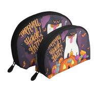 Hello Hawaii Ensemble de 2 trousses de maquillage en forme de coquillage pour femme et fille, Happy Halloween Day Trick or Treat, Taille unique, Trousse de maquillage