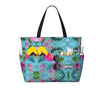 Hello Hawaii Sac de plage tendance pour adulte Sac fourre-tout de plage avec grand fourre-tout pour la plage, la piscine, les voyages quotidiens, Noir , Taille unique