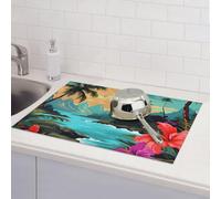 Hello Hawaii Tapis de séchage pour comptoir de cuisine en microfibre absorbante réversible lavable 45,7 x 61 cm Facile à nettoyer pour la décoration de la maison, de la cuisine, de la salle à manger