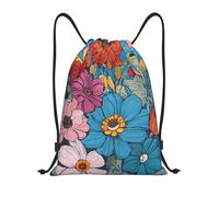 Hello Hawaii Titre : Sac de sport léger avec cordon de serrage - Sac de sport pliable résistant à l'eau avec bandoulière réglable, idéal pour le sport, le yoga, les voyages et l'école, Noir , M