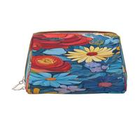 Hello Hawaii Trousse de maquillage en cuir synthétique avec poche zippée Organiseur compact pour voyage/sac à main, blanc, Taille unique