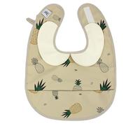 Hello Hippo - Bavoir Col Claudine Beige Imperméables avec Poche Récupératrice - Protection Élégante pour Bébé | Bavoir Imperméable Unisexe 4-12 mois | Fermeture Ajustable