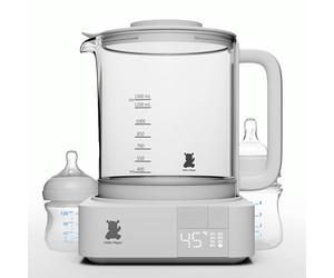 HELLO HIPPO® Bouilloire Électrique Verre 1,3L - Température Réglable 45-100°C - Bouilloire avec Thermostat & Garde au Chaud - Chauffe Biberon, Thé, Café - Sans BPA, Inox, Bouilloire intelligente