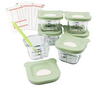 HELLO HIPPO® Lots de 6 Petit Pots en verre Bébé 160ml - Idéaux pour Compotes, Purées et Fruits, Hermétiques et Pratiques avec Graduation, Cuillère Incluse - Parfaits pour les Repas de Bébé