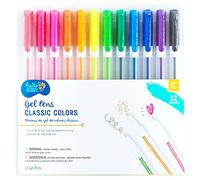 Hello Hobby Lot de 12 stylos à encre gel Couleurs classiques 0,6 mm et 0,8 mm Encre non toxique sans acide