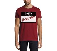 Hello I Am Allergic to Funny Crew Neck Cotton T-Shirt Homme Bordeaux, bordeaux, XL