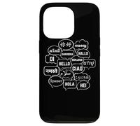 Hello in Many Languages Translator Globetrotter Polyglot Coque pour iPhone 13 Pro