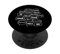 Hello in Many Languages Translator Globetrotter Polyglot PopSockets PopGrip Adhésif