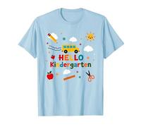 Hello Kindergarten Boys School Adventure Apprentissage Joyeux T-Shirt, Homme, Bleu Céleste, XL