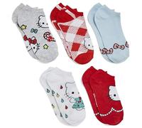 Hello Kitty 5 Pack No Show Ankle Socks Chaussettes décontractées, Blanc des Fêtes, 36-38 (Lot de 5) Femme