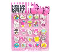 Hello Kitty and Friends Lot de 25 mini gommes Sanrio avec My Melody, Cinnamoroll, Keroppi, Chococat, Pompompurin et plus encore, Kawaii Sanrio Merch, fournitures de bureau et scolaires
