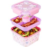 Hello Kitty Bento Lunch Box, 1800 ml Boite Repas avec 3 Compartiments, Conception Sans BPA et Fuite Boite a Salade avec Recipient Sauce, Micro onde Lave Vaisselle, École Travail (Multi Hello Kitty)