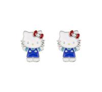 Hello Kitty Boucles d'oreilles à tige en forme de silhouette en argent sterling pour fille, taille unique, Argent sterling, Pas de gemme