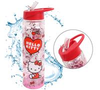 sarcia.eu Hello Kitty Bouteille en plastique avec paille, bouteille d'eau transparente 550ml
