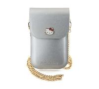 Hello Kitty chaîne en cuir avec logo en métal - sac à bandoulière pour téléphone portable (argent)