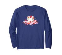 Hello Kitty Cherry Blossom Spring Sakura Season Manche Longue, Unisexe pour Adultes, Bleu Marine, L