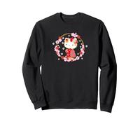 Hello Kitty Cute Cherry Blossom Sakura Season Japon Sweatshirt, Unisexe pour Adultes, Noir, S