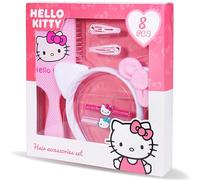 Hello Kitty - Ensemble Accesoires Cheveux - 8 Pièces - Brosse à Cheveux - Serre-tête - Pinces - Elastiques - Coffret Cadeau Accessoire Fille