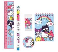 Hello Kitty Ensemble de papeterie scolaire 5 pièces | Carnet A5, crayon, règle, gomme et taille-crayon | Kit de papeterie Sanrio pour filles | Joli cadeau Hello Kitty pour enfants, anniversaire et