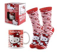 Hello Kitty Ensemble de tasses : chaussettes douillettes et tasse en céramique - Coffret cadeau pour femmes et adolescents 350 ml