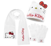 Hello Kitty Ensemble d'Hiver Fille et Ado, Cosy 3 Pièces Bonnet, Echarpe et Gants