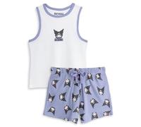Hello Kitty Ensemble Pyjama Femme Kuromi Blanc et Lavande, Gilet et Short | Vêtements de Nuit sans Manches avec imprimé Personnage | Pyjama Sanrio | Vêtements de détente Confortables pour Femme