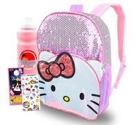 Hello Kitty Ensemble sac à dos pour filles - Ensemble avec sac d'école Sanrio à paillettes de 40,6 cm, autocollants, et plus encore | Sac à dos Hello Kitty de luxe pour l'école
