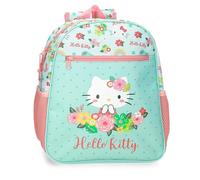 Hello Kitty Floral Kitty Sac à dos scolaire adaptable à chariot Vert 27 x 33 x 11 cm Polyester