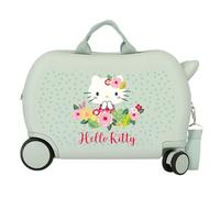 Hello Kitty Floral Valise pour Enfant Bleue Rigide ABS Fermeture à Combinaison latérale 4 Roues Bagage à Main, Vert, Talla única, Valise pour Enfant