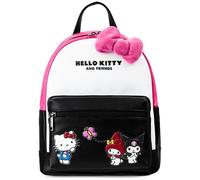 Hello Kitty & Friends Sanrio Sac à Dos Fille Ado Femme Simili Cuir Mini Sac Kawaii Épaule My Melody Kuromi Idée Cadeau (Rose/Noir Hello Kitty)