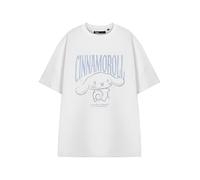 Hello Kitty & Friends T-Shirt Blanc à Manches Courtes pour Femme | Tee-Shirt Graphique Cinnamoroll pour Femmes | Chemise imprimée Personnage Sanrio