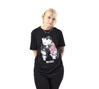 Hello Kitty & Friends T-Shirt Noir à Manches Courtes pour Femme | Rock Life T-Shirt Graphique | Vêtements de Personnage Sanrio