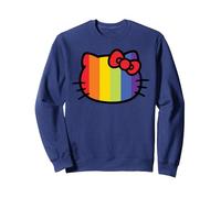 Hello Kitty Gay Pride Arc-en-Ciel Sweatshirt, Unisexe pour Adultes, Bleu Marine, L
