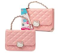 Hello Kitty Giochi Preziosi Sac à main mode avec carte de crédit jouet, couleur rose, chaînette couleur or et rose et visage bouton d'ouverture pour enfants à partir de 3 ans
