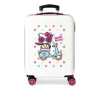 Hello Kitty Girl Gang Valise Trolley Cabine Rose 38x55x20 cms Rigide ABS Serrure à combinaison 35L 2,3Kgs 4 roues Bagage à main, Blanc