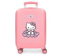 Hello Kitty Hearts & Dots, valise enfant, rose, en ABS, Quatre roues doubles multidirectionnelles, Serrure à combinaison latérale, intérieur avec deux compartiments.